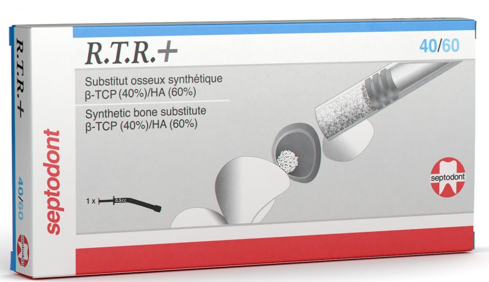 Septodont S0540 RTR+ 40/60 Dental Bone Grafting Regeneration Material 0.5cc Syringe Septodont S0540 RTR+ 40/60 Dental Bone Grafting Regeneration Material 0.5cc Syringe